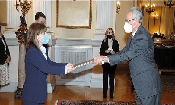 AMBASSADOR OF ALGERIA TO GREECE PRESENTS HIS LETTERS OF CREDENCE TO PRESIDENT  KATERINA SAKELLAROPOULOU