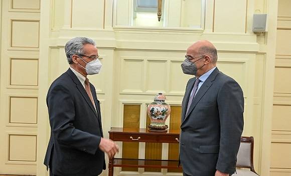 AMBASSADOR OF ALGERIA TO GREECE MEETING WITH THE MINISTER OF FOREIGN AFFAIRS OF THE HELLENIC REPUBLIC MR. NIKOS DENDIAS.